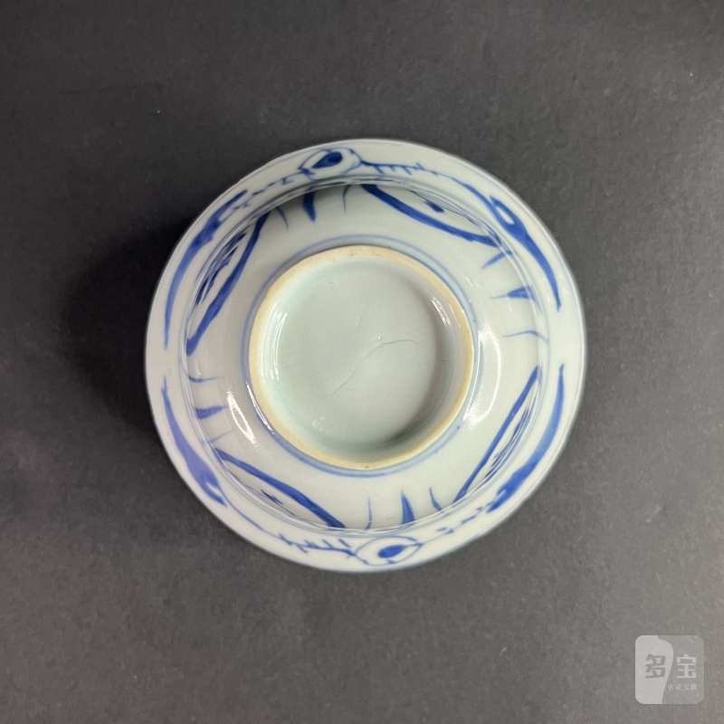 明万历 青花芦雁纹克拉克杯一对 - 图12